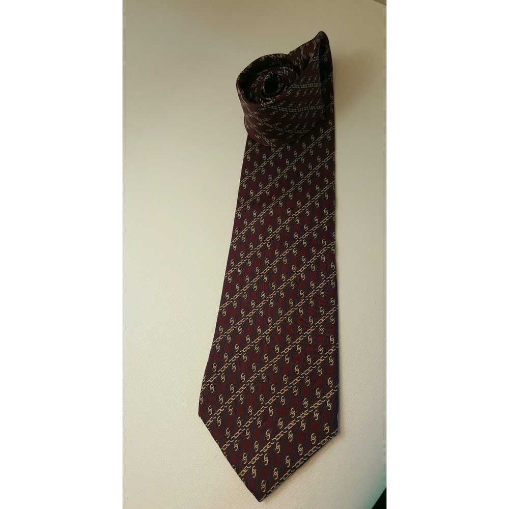 Jordan Marsh Bert Pulitzer Men's Tie Red Gold Blue Chains 100% Silk Professional